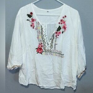 Floral Embroidered Women's Blouse